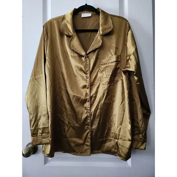 Taylor Swift Fearless Gold Taylor's Version Satin Women's Pajamas Top Size L - Picture 2 of 12